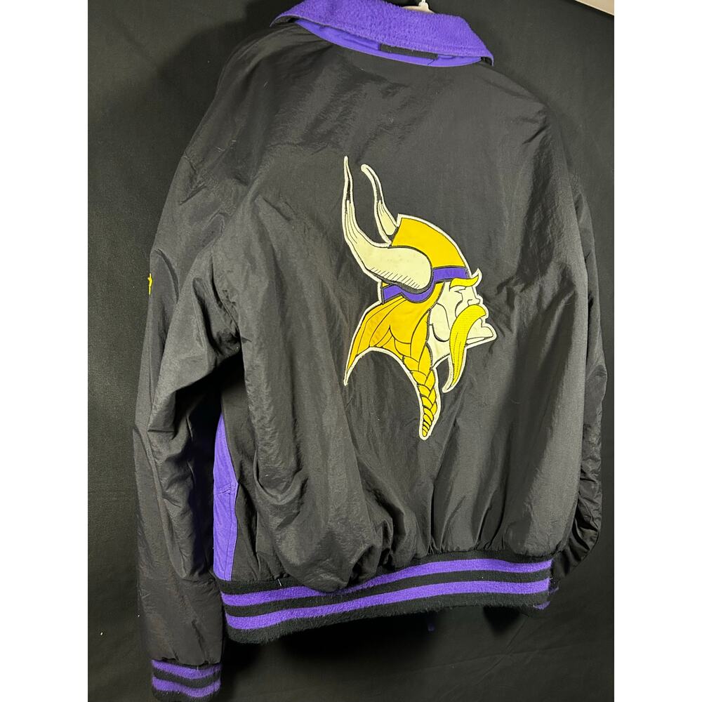 Vintage 90s Mirage Minnesota Vikings NFL Black Purple Fleece Lined Jacket